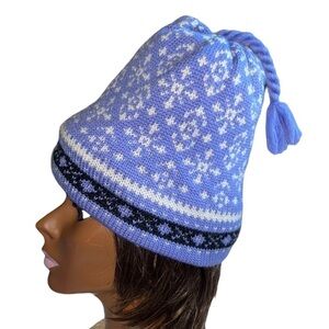 Rugged Bear Adult Wool Hat Purple Ivory Nordic Design Beanie Black Trim